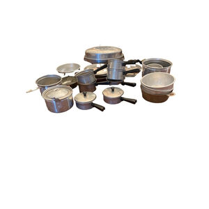 27 piece Vintage Silver Aluminum Childs Cookware Set